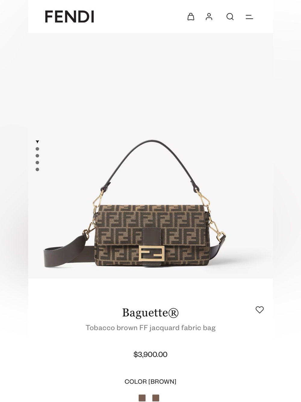 Fendi Zucca Mamma Baguette brown black jacquard canvas brown leather SHW COA
